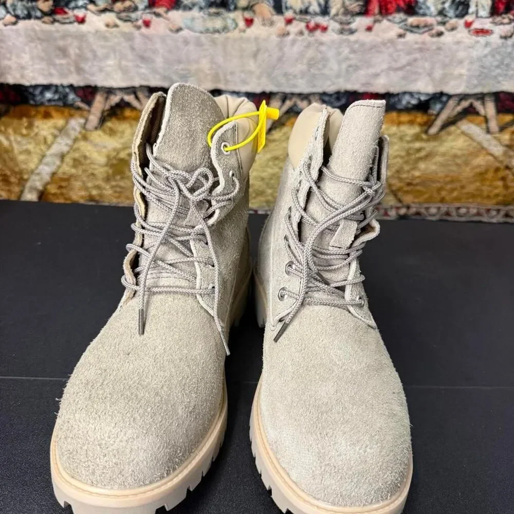 Unbranded Men's Grey and Cream Boots
